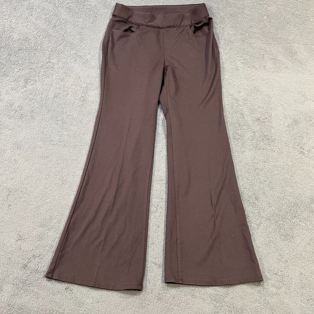 Lane Bryant Stretch Flare Pants Brown High Rise Wide Leg Pocket Women's Size 12